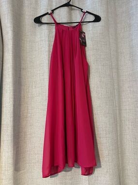 Soprano Fuchsia Halter Flow Mini Dress